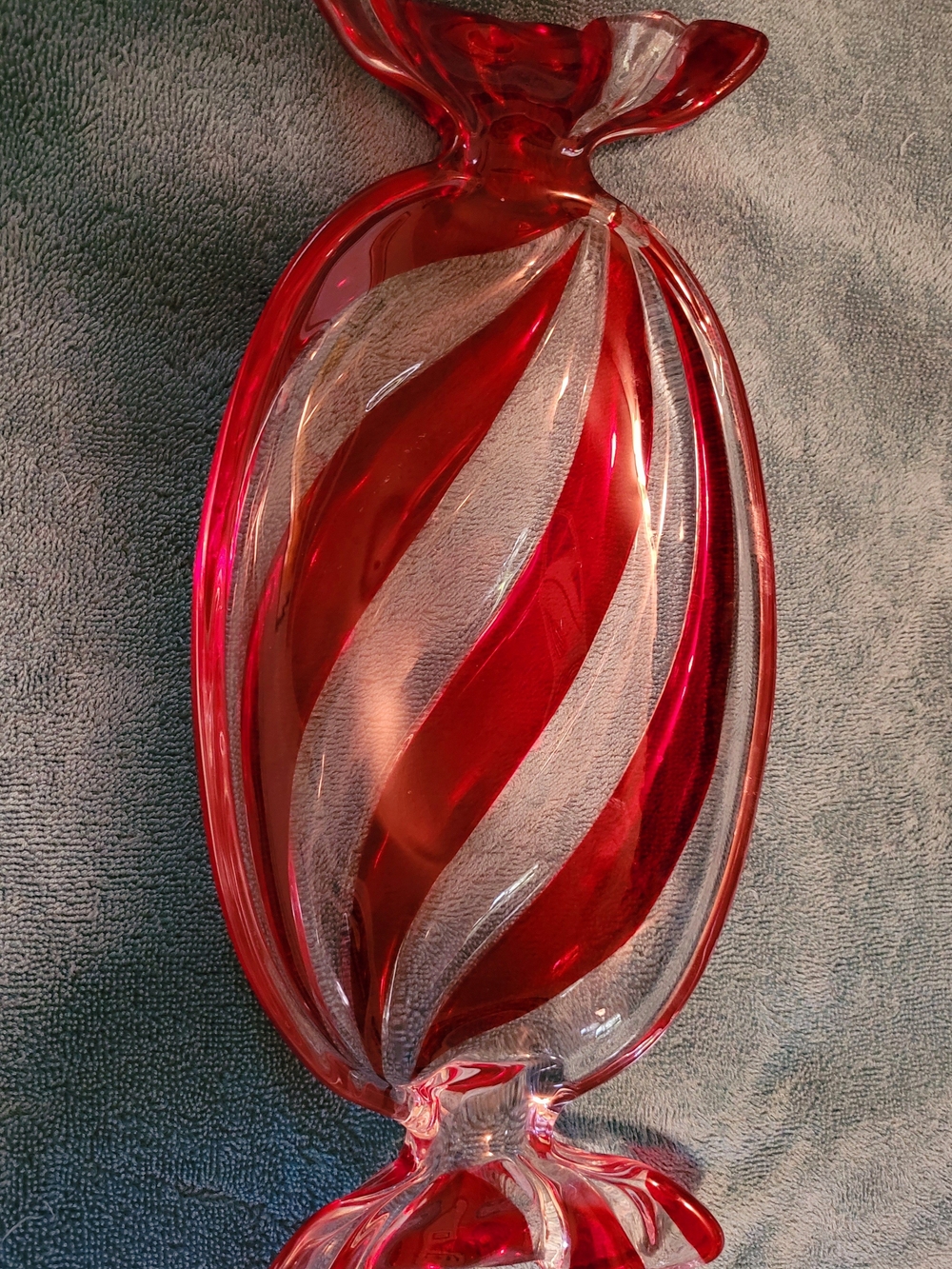 Red Swirl Hand-Blown Glass Candy Dish - Unbranded